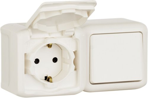 Блок накладной Legrand Quteo розетка 1-м.+выключатель 1-кл. IP44 белый фото Блок накладной Legrand Quteo розетка 1-м.+выключатель 1-кл. IP44 белый картинка